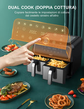 Carica l'immagine nel visualizzatore di Gallery, Innsky Friggitrice ad Aria Doppio Cestello, 8L Friggitrice ad Aria Calda a Doppia Zona, 8 programmi di Air Fryer con Promemoria Shake, IT Ricette