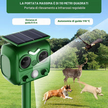 Carica l'immagine nel visualizzatore di Gallery, Dissuasore per Gatti a Ultrasuoni, Energia Solare, IP66, Impermeabile, con Frequenza Regolabile, per Allontanare Animali