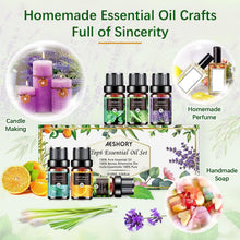 Carica l'immagine nel visualizzatore di Gallery, AESHORY Set di Oli Essenziali per Diffusori 6 x 10ML, 100% Puri Naturali Olio Essenziale Profumate per Aromaterapia, SPA, Massaggio - Lavanda, Tea Tree, Menta Piperita, Eucalipto, Arancia Dolce