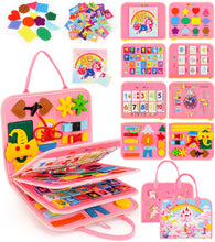 Carica l'immagine nel visualizzatore di Gallery, Gontence Busy Board per Bambini | Giochi Montessori per 2 3 4 5 Anni Tavola Sensoriali per Giocattoli attività Giocattolo Educativo per Apprendere Le Abilità di Base della Vita Unicorno, Rosa