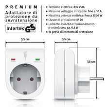 Carica l'immagine nel visualizzatore di Gallery, Arendo - Presa di protezione anti sbalzi di tensione - Antifulmine - fino a 3500 W - IP 20 - Sicura prese integrata - Co