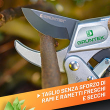 Carica l'immagine nel visualizzatore di Gallery, GRÜNTEK Forbici Cesoie da Potatura a Cricchetto CACATUA 20.5 cm – Forbici Giardinaggio Professionali a Incudine. Cesoie 