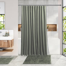 Carica l'immagine nel visualizzatore di Gallery, Clara Clark - Set di accessori da bagno, 20 pezzi, set di tende da doccia, scopino per WC, cestino della spazzatura e dispenser di sapone, colore verde salvia.