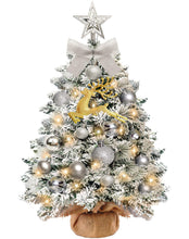 Carica l'immagine nel visualizzatore di Gallery, Mini Albero di Natale Artificiale Piccolo,60 cm Albero di Natale Piccolo con Luci con 23 Decorazioni Natalizie Fai da Te,Albero di Natale con Adatto per Natale e Capodanno﻿ (floccaggio)