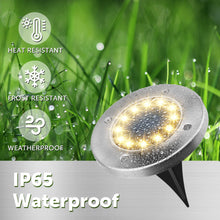 Carica l'immagine nel visualizzatore di Gallery, Solpex Luci da pavimento a energia solare, 12 LED, 4 pezzi, bianco caldo, in acciaio inox, impermeabile, per esterni, giardino, terrazza, prato, cortile, passerella