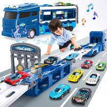 Carica l'immagine nel visualizzatore di Gallery, hahaland Camion Giocattolo Trasforma in Pista da Corsa, con 6 Macchinine per Bambini, Camion con Luci e Suoni, Pista Macchinine 2 3 Anni, Regalo Bambino 2 anni