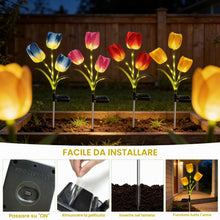 Carica l'immagine nel visualizzatore di Gallery, VEEKAY Luci Solari da Giardino,4 Pezzi Tulipano Luce Solare Esterno, Luce Solare LED Esterno,IP65 Impermeabile Lampade S