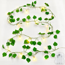 Carica l'immagine nel visualizzatore di Gallery, Dalugo Edera, catena luminosa a batteria, 2 m, 20 LED, edera, artificiale, con catena luminosa interna, verde, con timer