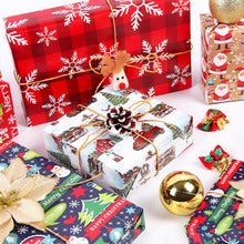 Carica l'immagine nel visualizzatore di Gallery, Niviy Carta Regalo Natale 6 fogli Carta Natalizia per Pacchi Inclusi Adesivi e Spago Carta Regali Natale per Bambini,Bambina(70x50cm)