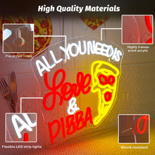 Carica l'immagine nel visualizzatore di Gallery, All You Need Is Love &amp; Pizza Insegna Led Pizza Lampada Neon USB Dimmerabile Insegna al Neon Decorazione Letter Insegne L