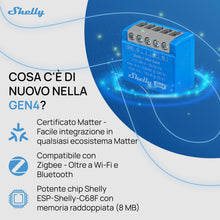 Carica l'immagine nel visualizzatore di Gallery, Shelly 1 Mini Gen4, Interruttore Relè Intelligente Wi-Fi, 1 Canale, 8A, Contatti Puliti, Domotica, Controllo Porta Garag