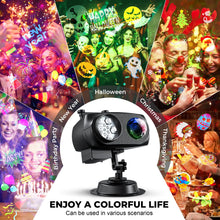 Carica l'immagine nel visualizzatore di Gallery, Proiettore di Natale luci per esterni IP44 impermeabile, 15 W luminoso HD Ocean Wave Effect, 12 diapositive 96 nessuna dissolvenza immagini luce per regalo Halloween, Natale proiettore LED decorazione