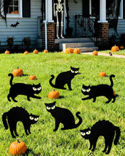 Carica l'immagine nel visualizzatore di Gallery, Decorazioni da Giardino Halloween 6 Pezzi Gatto Nero, Picchetti Estremi UV-Stabili e Occhi Riflesso, Inserimento Rapido 