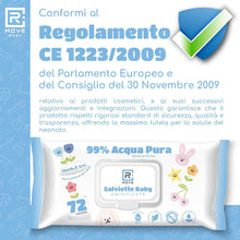 Carica l'immagine nel visualizzatore di Gallery, R MOVE 576 salviette neonato umidificate acqua pura 99%, 8 confezioni da 72 salviettine bambini water, coperchio salvafreschezza, idratanti, igienizzanti e rinfrescanti, mani e corpo
