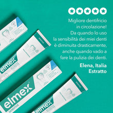Carica l'immagine nel visualizzatore di Gallery, elmex Dentifricio sbiancante Delicato denti sensibili Sensitive 1 Confezione da 75 ml I Con Fluoruro amminico I Denti più bianchi I Rimozione delle macchie I Sbiancamento denti