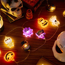 Carica l'immagine nel visualizzatore di Gallery, VEEKAY Luci Zucca Halloween,3.6M 24 LED Halloween Luci Stringa,Luci di Decorazione di Halloween,Pipistrello,Fantasma e Z