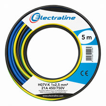 Carica l'immagine nel visualizzatore di Gallery, Electraline 25148 N07V-K Cavo Unipolare Unipolare, Sezione 1x2.5 mm, 5 mt, Marrone/Blu/Verde/Giallo
