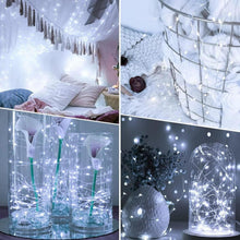Carica l'immagine nel visualizzatore di Gallery, VIKY® 6 luci a LED con timer, 2 m, 20 LED, micro filo di rame, per interni, funzionamento a batteria, luce bianca fredda