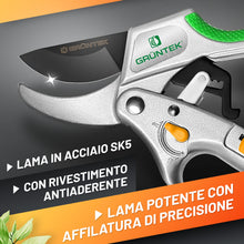 Carica l'immagine nel visualizzatore di Gallery, GRÜNTEK Forbici Cesoie da Potatura a Cricchetto CACATUA 20.5 cm – Forbici Giardinaggio Professionali a Incudine. Cesoie 