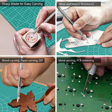 Carica l'immagine nel visualizzatore di Gallery, Tappetino da taglio A3 carta - con 55 coltelli Taglierino Cutter,bisturi di precisione,Righello Metallo - Reticolo tappeto scrivania - Verde, autorigenerante