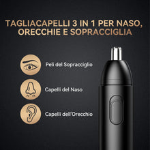 Carica l&#39;immagine nel visualizzatore di Gallery, TagliaPeli Naso e Orecchie, Rifinitore per Naso, Orecchie Impermeabile, Ricaricabile Tipo-C, Adatto a Uomini e Donne, Nero