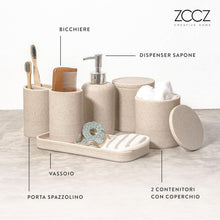 Carica l'immagine nel visualizzatore di Gallery, ZCCZ Set Bagno Accessori Completo 6 pezzi - Kit con Dispenser Sapone, Porta Spazzolino, Supporti Qtip, Bicchiere e Vassoio Vanità - Accessori Moderni per Bagno Elegante - Beige