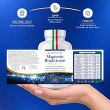 Carica l'immagine nel visualizzatore di Gallery, Magnesio Bisglicinato Capsule 350mg, 240cps, Formula Avanzata-Made in Italy