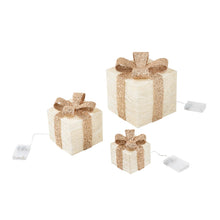 Carica l'immagine nel visualizzatore di Gallery, Bambelaa! Led Decorazione Light Gift Boxes - Set di 3 incl. Funzione Timer - Decorazione natalizia Decorazione natalizia Decorazione di Natale Illuminazione (Oro)