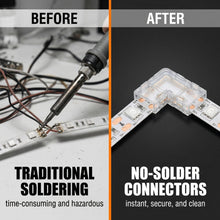 Carica l'immagine nel visualizzatore di Gallery, 12 Pezzi Connettori per Strisce, 2 Pin 8mm Connettore Angolare a LED COB Senza Saldatura 8 Pezzi Forma a L e 4 Pezzi Con
