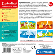 Carica l'immagine nel visualizzatore di Gallery, Clementoni Sapientino - Mamme e Cuccioli, Gioco Educativo per Bambini 2-4 Anni, Flashcards per Riconoscere gli Animali e i Loro Piccoli con Attività Divertenti e Colorate, Lingua Italiana, 16052