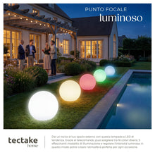 Carica l'immagine nel visualizzatore di Gallery, tectake® Lampada da terra Sfera LED, luce RGB da esterno e interno, telecomando, 16 colori, 1200 lumen, IP44 water proof, polietilene, luci giardino arredo esterno, piedini - M - Ø 40 x 40 cm