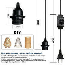 Carica l'immagine nel visualizzatore di Gallery, Kit Lampada a Sospensione con Interruttore Dimmer, Cavo Sospeso 2 m con Spina, Portalampada Edison E27 per Lampade e Par
