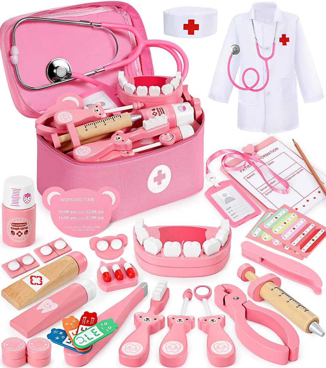 Ophy Valigetta Dottore Bambini, kit Dottoressa Bambina per Ragazze e Ragazzi di 3, 4, 5Anni, Kit Medico Giocattolo con Stetoscopio, Kit Dottore Bambino,Gioco di Ruolo per bambina estivo Performance