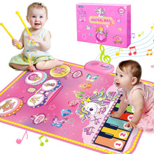 Carica l'immagine nel visualizzatore di Gallery, Lobyoh Giocattoli per Bambini di 1 Anno, Tappeto Musicale 2 in 1 con Pianoforte e Tamburo per Bambini, Tappeto Sonoro Regalo Principessa per Ragazze di 1 2 3 4 5 Anni