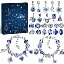 Carica l'immagine nel visualizzatore di Gallery, KAZATE Calendario dell'Avvento 2024 Donna Gioielli Bracciale,Calendario Avvento Ragazza Sorprese Regali,Bambina Natalizi Ciondoli Kit 2 Catene 22 Charms Accessori fai da te Perline Blue