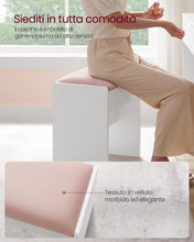 Carica l&#39;immagine nel visualizzatore di Gallery, VASAGLE Sgabello Toeletta Trucco, Sgabello Imbottito Postazione Trucco, Velluto, Piedini con Cuscinetti Antiscivolo, Camera da Letto Cabina Armadio Ingresso, Bianco Opaco e Rosa Pastello RDS001W01