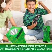Carica l'immagine nel visualizzatore di Gallery, Get Trend Minecraft Creeper Notturna Torce Bambini, 2-in-1 Torcia e Lampada Gamer, Torcia con 3 Modalità, Alimentato Tra