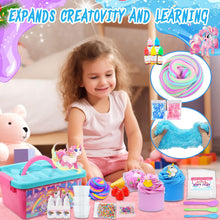 Carica l'immagine nel visualizzatore di Gallery, VIPNAJI Kit Slime Fluffy per Ragazze - Unicorn Slime Kit Completo per Fare Slime di Gelato, Fluffy, di Burro, Nuvola e Schiuma. Regalo per Bambina DIY, Fai da Te Fluffy Slime