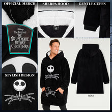 Carica l&#39;immagine nel visualizzatore di Gallery, Disney Felpe con Cappuccio da Donna Felpa Coperta Oversize in Pile Felpa Invernale Donna Ragazza Stitch Jack Skellington (Nero/Jack Skellington)
