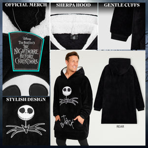Disney Felpe con Cappuccio da Donna Felpa Coperta Oversize in Pile Felpa Invernale Donna Ragazza Stitch Jack Skellington (Nero/Jack Skellington)