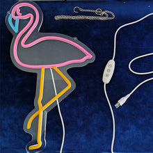 Carica l'immagine nel visualizzatore di Gallery, Insegna al neon con fenicottero, lampada al neon a LED in acrilico rosa da appendere con interruttore dimmerabile, lampa