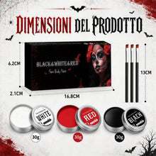 Carica l'immagine nel visualizzatore di Gallery, Trucchi Halloween Trucco Bianco Nero Rosso per Viso e Corpo 90g