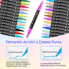 Carica l'immagine nel visualizzatore di Gallery, 24 Colori Pennarelli Acrilici Doppia Punta,Set Pennarelli Professionali
