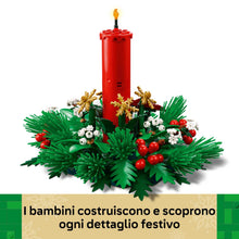 Carica l'immagine nel visualizzatore di Gallery, LEGO Decorazione da Tavolo Natalizia - Candela Rossa Giocattolo da Esposizione con Bacche, Stelle e Fogliame - Attività per la Famiglia - Regalo Natalizio per Bambine e Bambini da 12 Anni - 40743