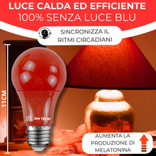 Carica l'immagine nel visualizzatore di Gallery, DM TECH Lampadina Rossa LED E27 Luce Notturna Dormire Senza Luce Blu Relax Sonno Riposo Melatonina Illuminazione Calda A