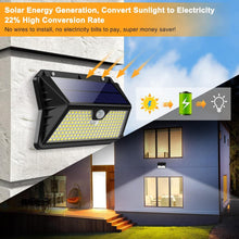 Carica l'immagine nel visualizzatore di Gallery, Luce Solare LED Esterno, Faretto LED da Esterno con Sensore di Movimento, 185 LED/ 3 Modos Lampada Solare da Esterno, IP