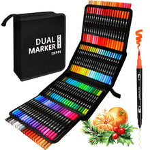 Carica l'immagine nel visualizzatore di Gallery, AFXXE Pennarelli lettering 120 colori, punte pennello e doppia sottile, kit per ragazze, bambini e adulti, pennarelli acquerellabili professionali inclusi 3 modelli