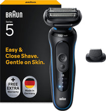 Carica l'immagine nel visualizzatore di Gallery, Braun Serie 5 Rasoio Elettrico Barba, 1 Accessorio, 52-B1200si, Blu