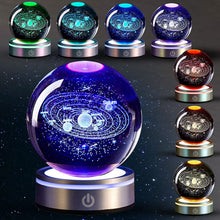 Carica l'immagine nel visualizzatore di Gallery, mumisuto Sfera di Cristallo 3D, Sfera di Cristallo 3D Sistema Solare, luce notturna 3d con sfera di cristallo con LED Li
