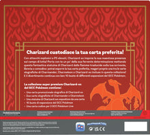 Carica l'immagine nel visualizzatore di Gallery, GCC Pokémon: collezione super premium Charizard-ex (tre carte promozionali olografiche, una statuina con espositore da una carta e 10 buste di espansione)